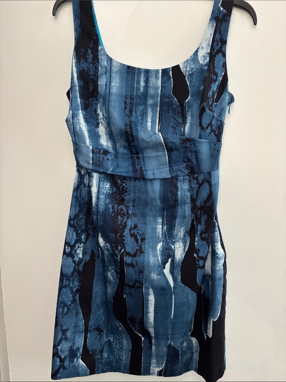 Tahari Blue and Black Abstract Print Dress